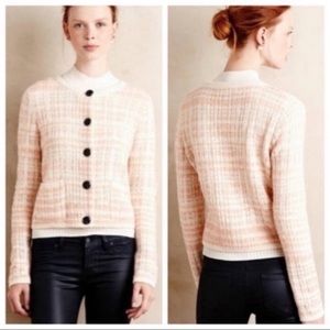 Anthropologie Knitted & Knotted Tweed Knit Pink‎ Cardigan Women’s Sz Small